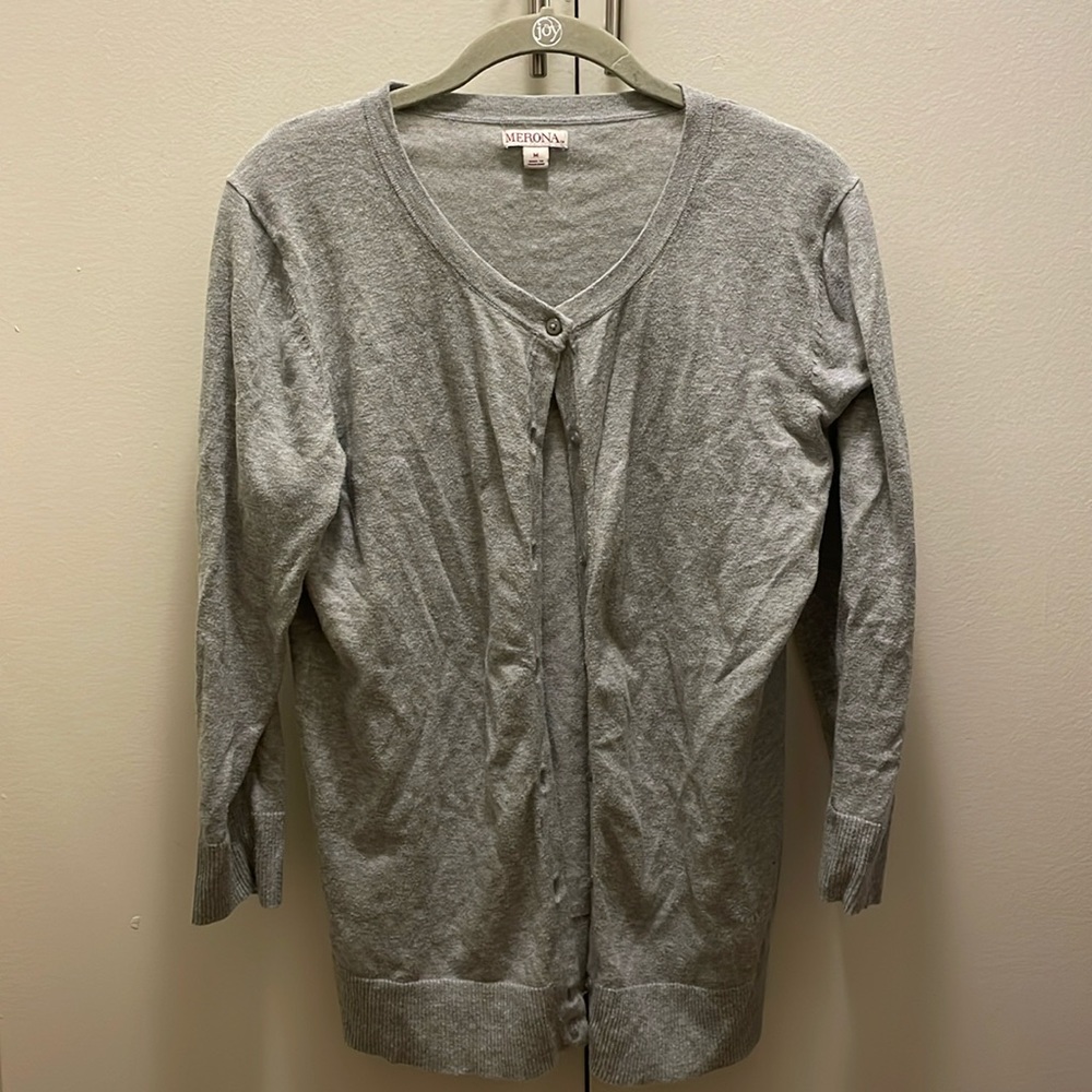 Merona light grey cardigan size medium 3/4 sleeve